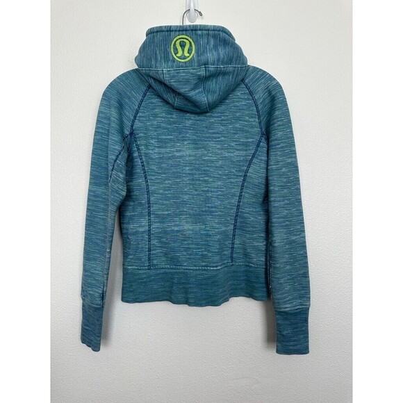 Lululemon Scuba Full Zip Jacket Hooded Space Dye Green Blue Athleisure Women's 6 - Picture 5 of 7